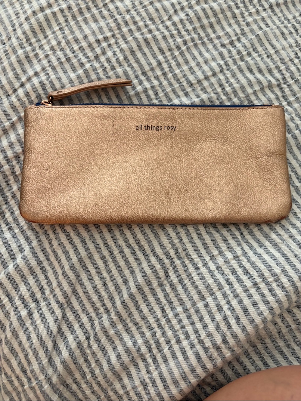 Anthropologie - All Things Rosy Metallic Rose Gold Wristlet Pouch